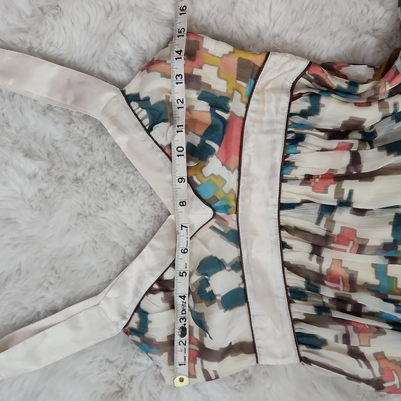 French Connection Abstract Silk Trimmed Empire Spring Dress - Picture 8 of 11